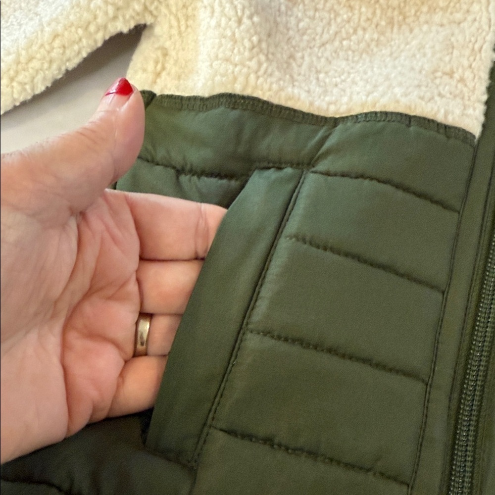 Canadiana Kids Jacket Sherpa Fleece Green and Cream Unisex Toddler Size 3T - Picture 6 of 15